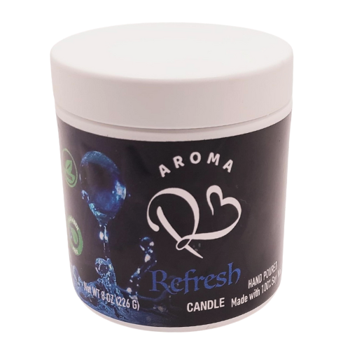 Aroma candle container with a white lid on a white background